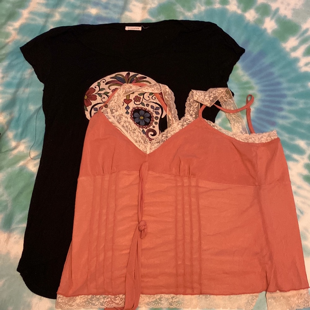 Cute feminine cami tank with lace accents. sugar skull tee bundle #103